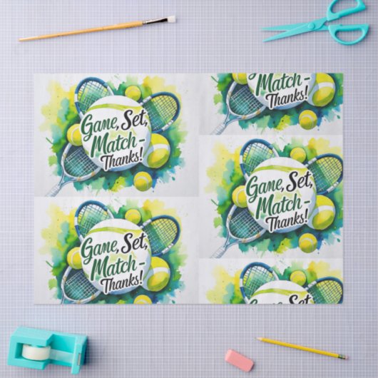 Tennis Danke Party mit Schläger und Ball Seidenpapier (Basteln)