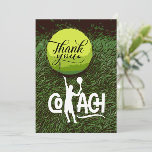 Tennis Dankeschön Karte für Tennistrainer (Stehend Vorderseite)