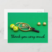 Tennis Dankeschön Karte mit Ballschläger auf Grün (Vorne/Hinten)