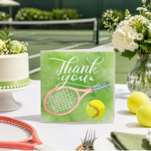Tennis Dankeschön-Karte Schläger und Ball  Aquarel Dankeskarte