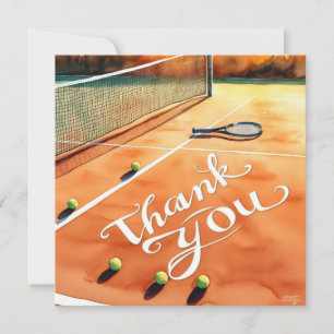 Tennis Dankeschön Kartenschläger und Ballfarbe Dankeskarte