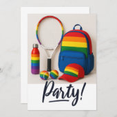 Tennis Das Thema des monatlichen Regenbogens Einladung (Vorne/Hinten)
