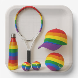 Tennis Das Thema des monatlichen Regenbogens Pappteller