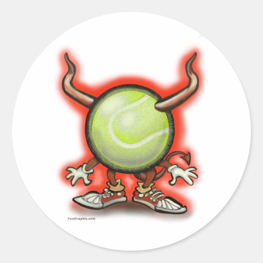 Tennis Demon Runder Aufkleber (Vorderseite)