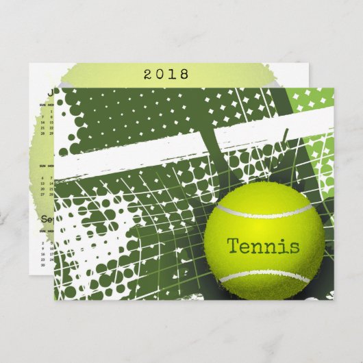 Tennis Design 2018 Postkartenkalender Postkarte (Vorne/Hinten)