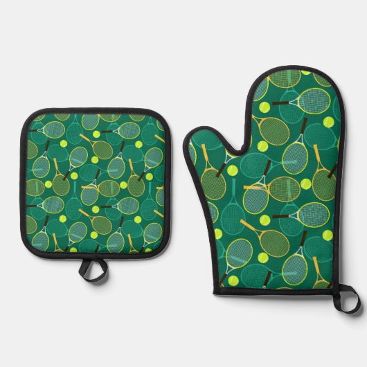 Tennis Design Ofenhandschuh & Topflappen-Set (Vorderseite)