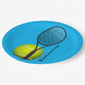 Tennis Design Paper Party Plate Pappteller (Schrägansicht)