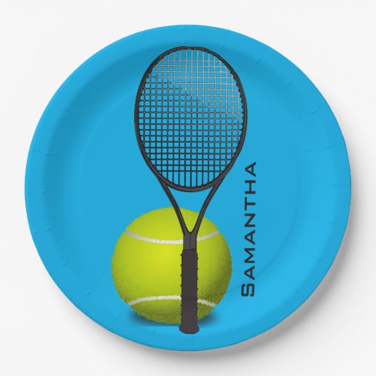 Tennis Design Paper Party Plate Pappteller (Vorderseite)