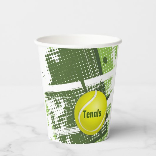 Tennis-Design-Papiertasse Pappbecher (Rückseite)