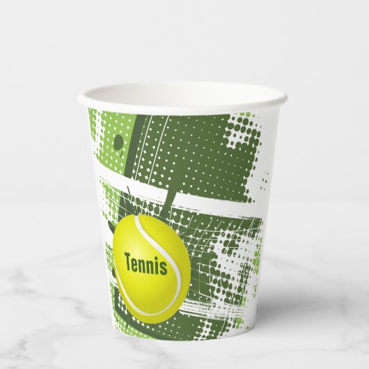 Tennis-Design-Papiertasse Pappbecher (Vorderseite)