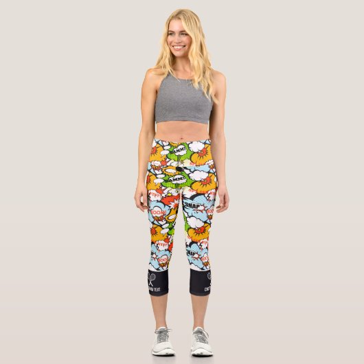 Tennis Design Super Hero Pop Art Funny Custom Capri Leggings (Vorderseite)