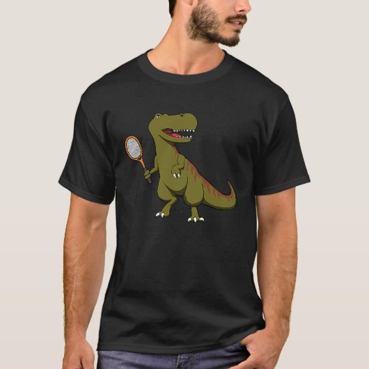 Tennis Dinosaur T Rex mit Racket Tyrannosaurus Di T-Shirt (Vorderseite)