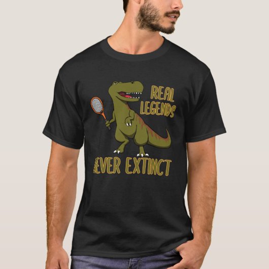 Tennis Dinosaurier Rex & Racket nie ausgestorben T T-Shirt (Vorderseite)