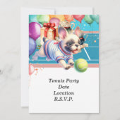 Tennis Dog Birthday Party Einladung (Vorderseite)