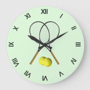 Tennis Doppel Grün Große Wanduhr