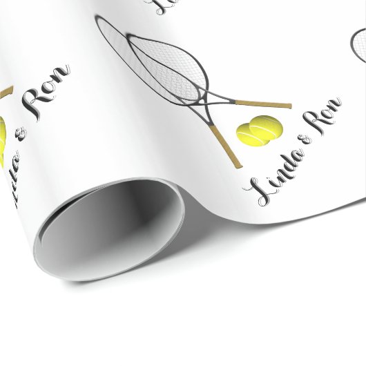 Tennis-Doppelpunkte Namen oder Text-Weiß hinzufüge Geschenkpapier (Rolleneckpunkt)