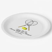 Tennis Doubles 3 Textelines Pappteller (Schrägansicht)