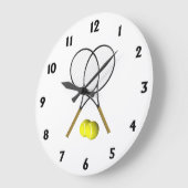 Tennis Doubles Black Numbers Große Wanduhr (Winkel)