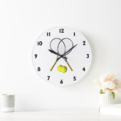 Tennis Doubles Black Numbers Große Wanduhr (Zuhause)