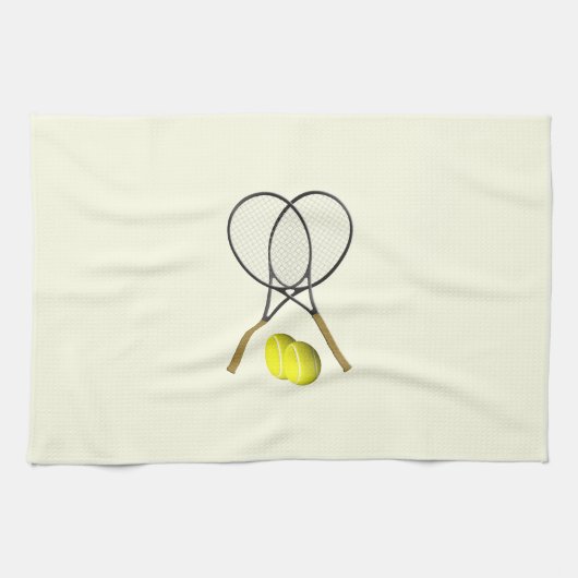 Tennis Doubles Cream Geschirrtuch (Horizontal)