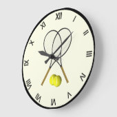 Tennis Doubles Cream Große Wanduhr (Winkel)