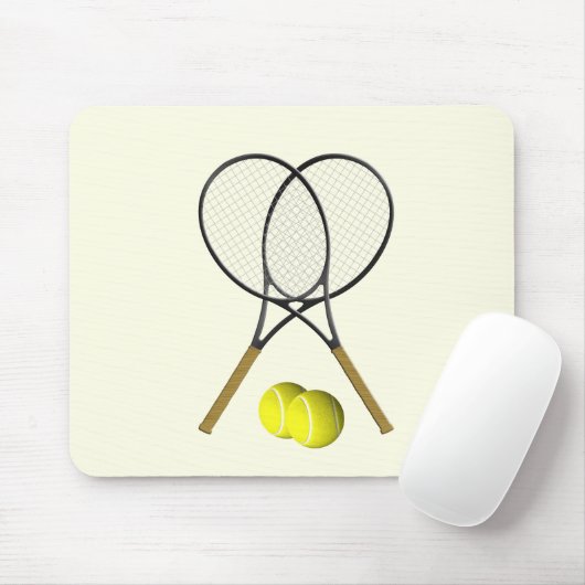 Tennis Doubles Cream Mousepad (Mit Mouse)