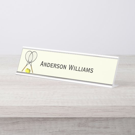 Tennis Doubles Cream Personal Schreibtischnamensplakette (Vorderseite )