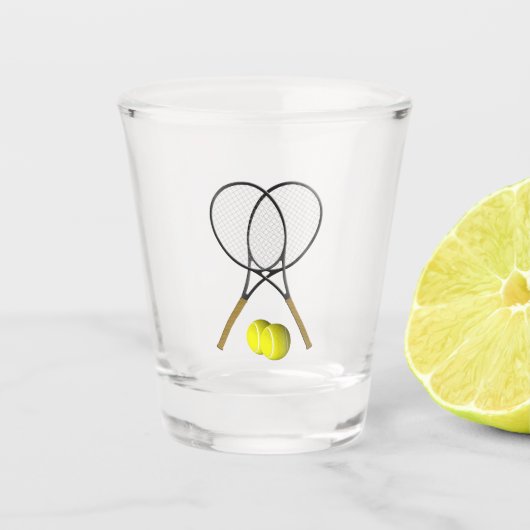 Tennis Doubles Glass Schnapsglas (Vorderseite)
