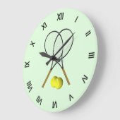 Tennis Doubles Green Große Wanduhr (Winkel)