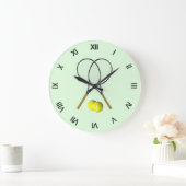 Tennis Doubles Green Große Wanduhr (Zuhause)