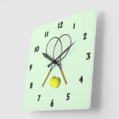 Tennis Doubles Green Quadratische Wanduhr (Winkel)