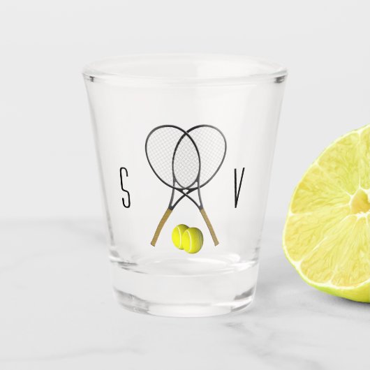 Tennis Doubles Schnapsglas (Vorderseite)