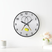 Tennis Doubles Silver Black Digits Gerahmte Streck Große Wanduhr (Zuhause)