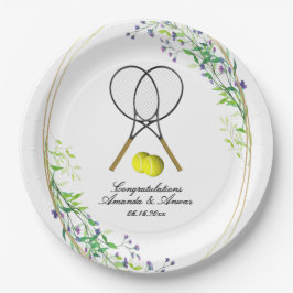 Tennis Doubles Wedding 3 Textlines Pappteller