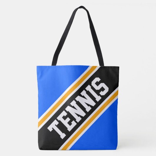 TENNIS Dynamic Bright Blue Black Yellow Stripes Tasche (Vorderseite)