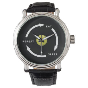 Tennis Eat Sleep Wiederholung Sportfan Sprichwort Armbanduhr