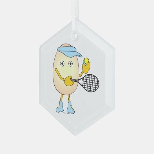 Tennis Egghead Ornament Aus Glas (Vorderseite Links)