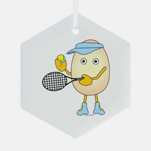 Tennis Egghead Ornament Aus Glas (Rückseite)
