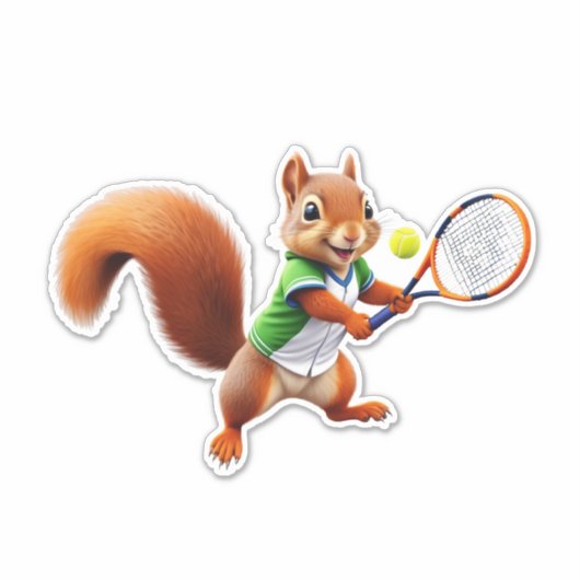 Tennis-Eichhörnchen Aufkleber (Vorderseite)