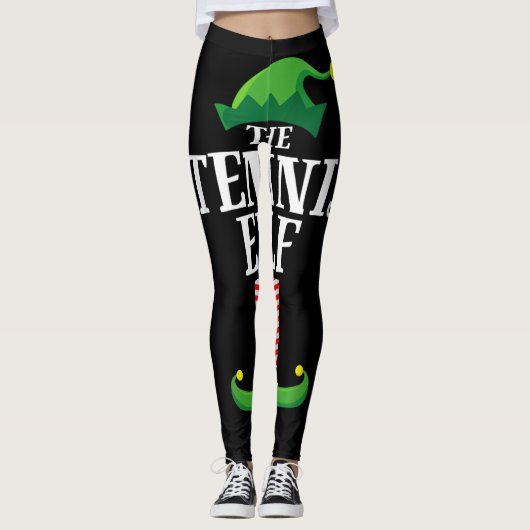 Tennis Elf Matching Familiengruppe Weihnachts-Part Leggings (Vorderseite)