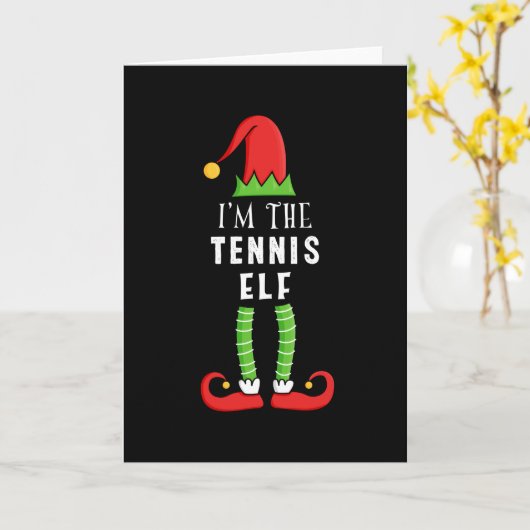 Tennis Elf Weihnachtsmatching Familiengeschenk Karte (Gelbe Blume)