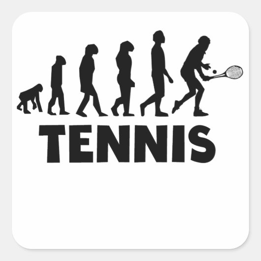 Tennis-Evolution Quadratischer Aufkleber (Vorderseite)