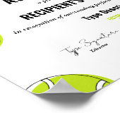 Tennis Excellence Award Certificate - Instant Poster (Ecke)