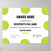 Tennis Excellence Award Certificate - Instant Poster (Vorne)