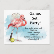 Tennis Flamingo mit Schläger und Ball Einladung