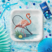 Tennis Florida Tennis Flamingo Pappteller (Party)