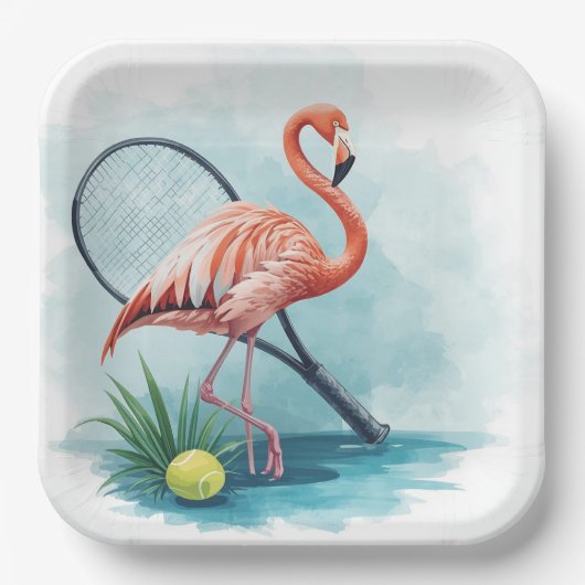 Tennis Florida Tennis Flamingo Pappteller (Vorderseite)