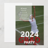 Tennis Foto Graduation Party 2024 Einladung (Vorne/Hinten)