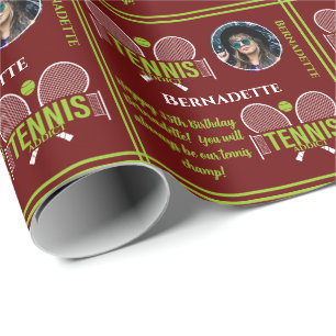 Tennis Foto Name Age Geburtstag Geschenkpapier