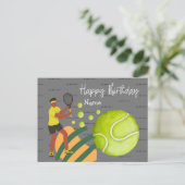 Tennis-Frau spielt Happy Birthday Postcard Postkarte (Stehend Vorderseite)